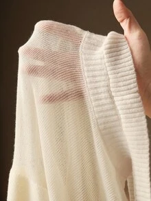 Anewsta Áo len chắp vá mềm mại, nhẹ và trong suốt, phong cách Pháp, thanh lịch, giản dị, mùa thu/đông - trắng - Xem 8