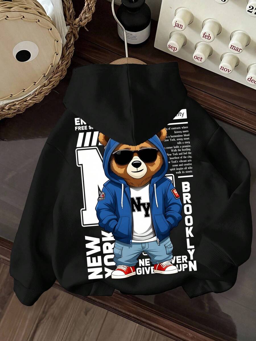 Baby Boy Knitted Soft Sweatshirt, Casual Thick Warm Winter Pullover, Suitable For Autumn Fall - Black - View 1