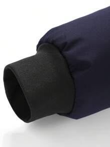 Manfinity Homme Men Long Sleeve Warm Navy Blue Outdoor Puffer Coat For Winter With Hooded Design , Warm, Men Outerwear , Fall - Navy Blue - View 8