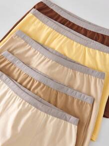 5pcs/Pack Teen Boys Solid Color Coffee Toned Cotton Soft Vintage Casual Simple Stylish Boxer Briefs,Back To School
