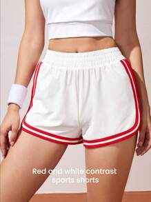 CourtClass 女士侧条纹松紧腰休闲百搭运动短裤 - 彩色 - 查看 6