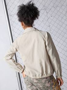 SHEIN Sports Women's Color Block Splice Casual Sports Jacket - Apricot - View 5