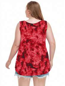 EMERY ROSE 女士休闲宽松扎染红色大码上衣 - 彩色 - 查看 2