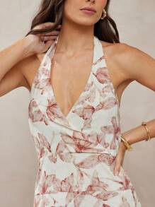 L'Amorae Vestido elegante con espalda anudada, tipo halter, de paneles y vuelo para vacaciones, atuendos de verano para mujeres