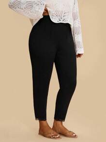 Travachic Plus Size Women Solid Color High Waist Toothpick Design Casual Capri Pants,Holiday Outfits For Women