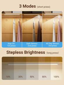 Teckwe 1 件 LED 无线运动传感器橱柜灯，磁性 USB 可充电夜灯（10/20/30/50 厘米）适用于厨房、卧室、橱柜、衣柜、楼梯、走廊照明，暖光 - 白色 - 查看 4