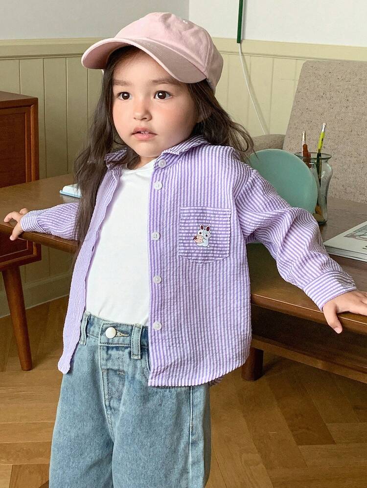 Baby Girl Striped Casual Loose Fit Long Sleeve Top, Summer, Toddler Fall Clothes