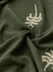 Écloséra 时尚复古百搭日常连衣裙，衬衫领，落肩袖，纽扣，蝴蝶结，刺绣，中长款连衣裙，适合女士，春夏季