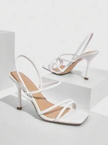 CUCCOO BIZCHIC Woman Shoes White High Heel Sandals Wedding Shoes For Summer Graduation Heels Prom Heels Vacation Shoes Summer Elegant Basics Business Casual Business Chic Spring Shoes Spring Break Easter For Christmas - White - View 5