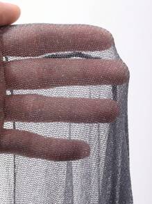 FRIFUL Women's Casual Slim Fit Sheer Mesh Layered High Neck Long Sleeve Blouse With Ruched Cuffs, Versatile For Autumn - Grey - View 7