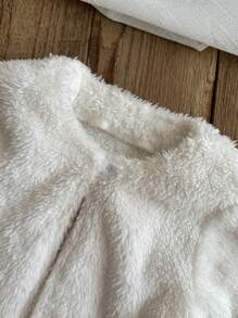 SHEIN 女婴幼儿/新生儿（0-3岁）休闲轻便连帽夹克，适合春夏季日常穿着 - 白色 - 查看 5