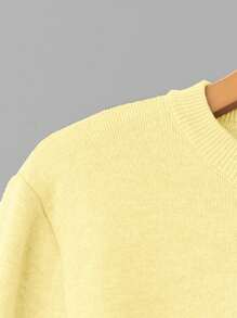 Franclia 女式修身落肩圆领保暖毛衣针织套头衫秋冬 - 黃色 - 查看 7