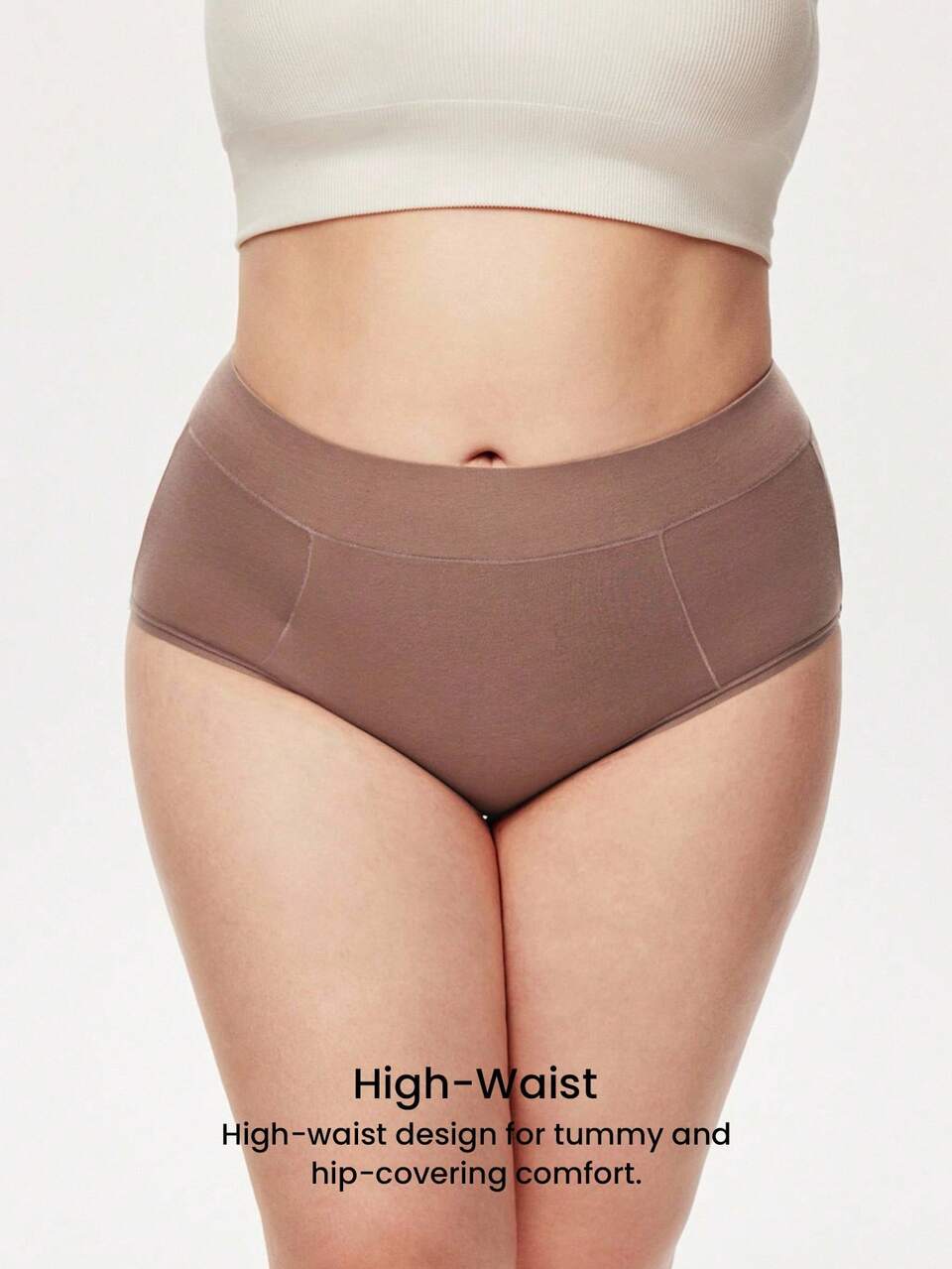 Plus 2-Pack Airy Cotton Mid Waist Briefs Waist Women Underwear Panties Set