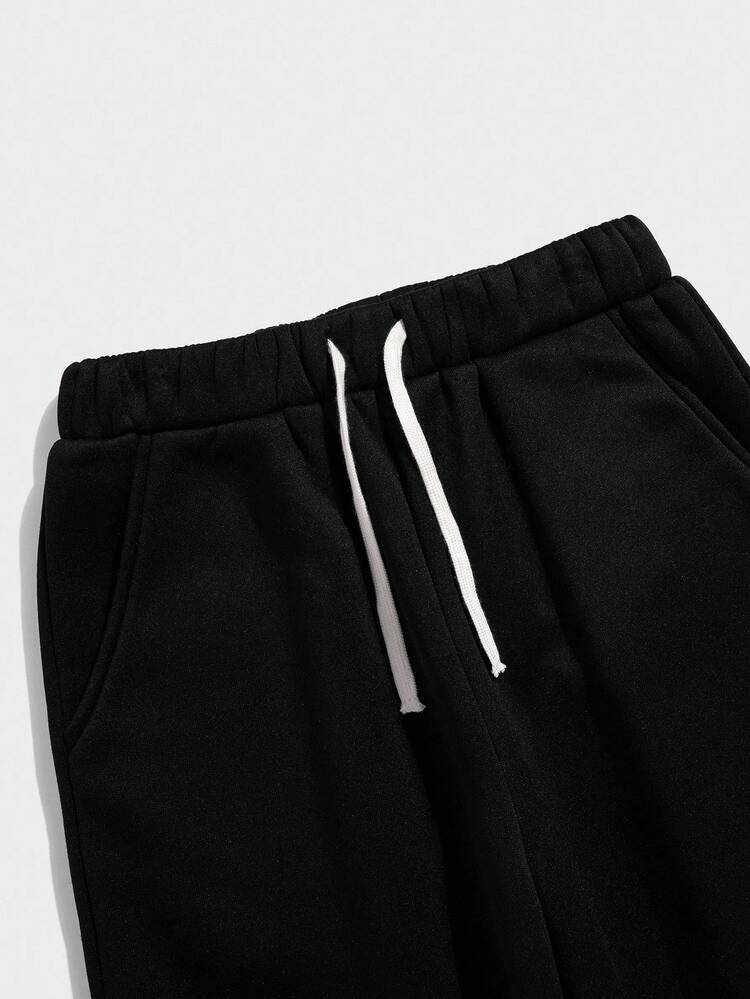 青少年男孩渐变色印花运动衫和裤子套装，休闲学院风舒适时尚简约百搭柔软面料，适合日常穿着、上学、旅行、户外运动 - 黑色 - 查看 10