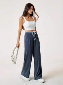 SHEIN Tall Women's Casual Commuting Striped Straight Leg Pants