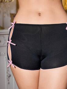 FairyFlirt Quần đùi boxer khoét rỗng thoải mái cho nữ, có thể mặc làm áo khoác ngoài, phong cách Y2K - màu đen - Xem 7