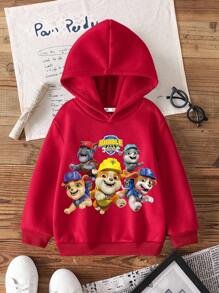 Rubble X SHEIN Young Boy Cartoon Pattern Red Long Sleeve Sweatshirt Fall Winter - Red - View 1