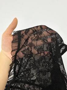 Glamance Maria Clara Maia Women Floral Lace-Up Design Sexy Cropped Tank Top Y2K 2000s Cute Top Back To School Club Outfits Women Sexy Going Out Tops - Black - View 7