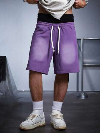 Street Life Men's Double Waistband Distressed Washed Shorts