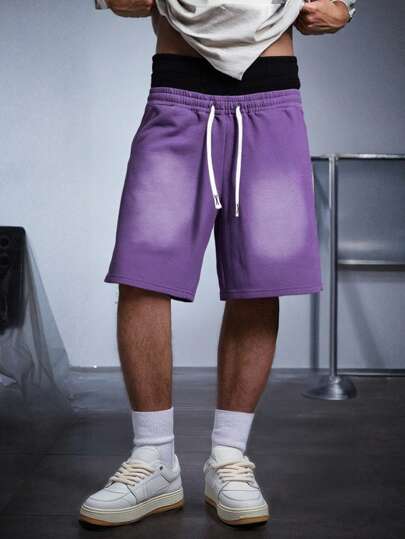 Street Life Pantaloncini da uomo con doppia cintura in vita, consumati e lavati