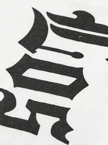 SHEIN 青少年女孩休闲宽松舒适圆领短袖T恤和短裤套装 - 白色 - 查看 6