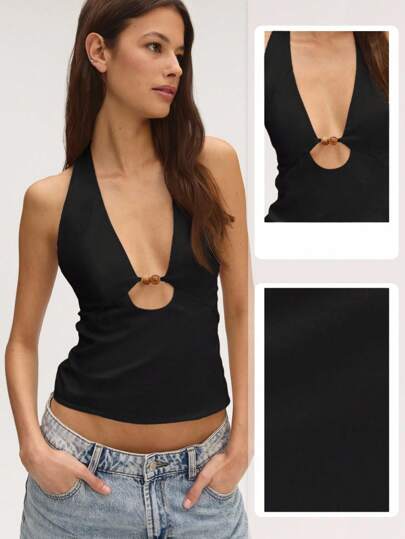 Nöista 这款自然舒适的露背无袖背心，正面装饰完美契合春季氛围！