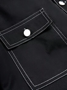 Manfinity EMRG Men's Color Block Striped Design Casual Jacket , Work , , , Shacket , Mens Canvas S Shirts - Black - View 3