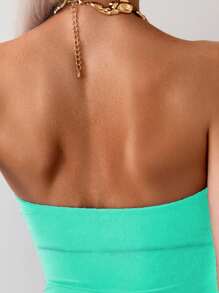 Swim Chiccia 1pc Solid Color Women's Sexy Hollow-Out Starfish Decor One-Piece Swimsuit, Suitable For Vacation For Summer - Mint Green - View 5