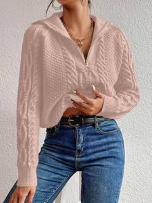 SHEIN LUNE Women's Casual Loose Solid Color Versatile Daily Long Sleeve Sweater Fall Winter Cloth For Women - Mauve Purple - View 6