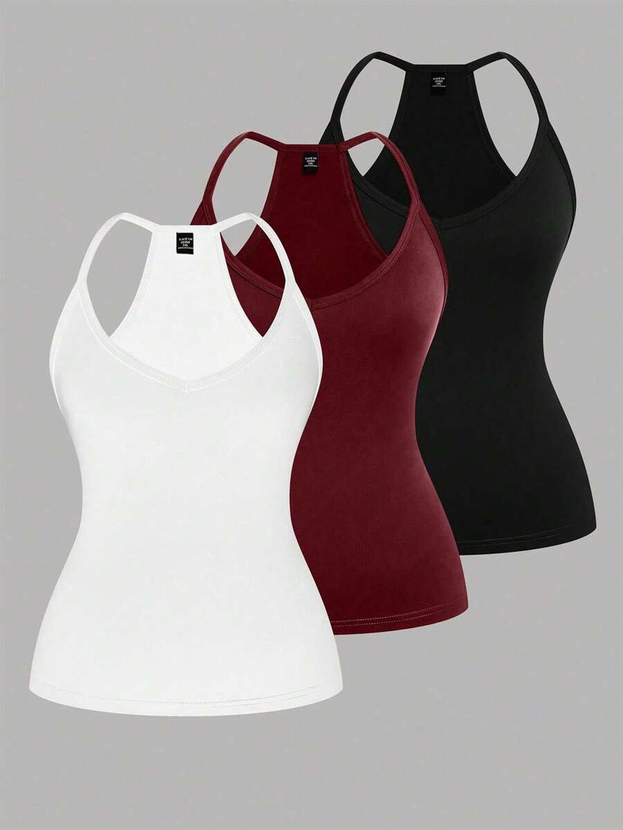 EMERY ROSE 大码休闲V领运动三件套背心套装 - 彩色 - 查看 1