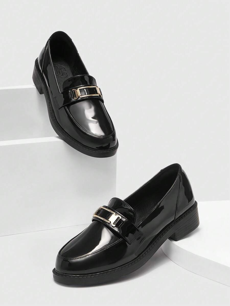 CUCCOO BIZCHIC Woman Shoes Minimalist Fashion PU Leather Black Versatile Flat Shoes Vacation Shoes Summer Elegant Basics Business Casual Business Chic Spring Shoes Spring Break Easter For Christmas - Black - View 1