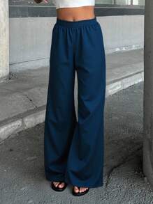 EURMUSE RueChic Satin High Waist Wide Leg Pant - Cadet Blue - View 5