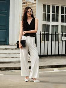 CUCCOO BIZCHIC Women's Fashionable V-Cut Ankle Strap High Heel Pointed Toe Dress Shoes, Graduation Heel, Prom Heels For Summer Elegant Basics Business Casual Business Chic Spring Shoes Spring Break Easter - White - View 12