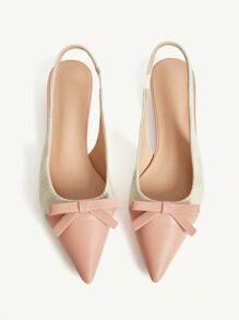 CUCCOO CHICEST 女士平底鞋夏季新品蝴蝶结拼色经典佩斯利印花尖头一脚蹬优雅正装鞋 - 粉色 - 查看 9