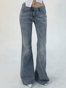 Dazy Tall Tall Women Casual Flare Leg Jeans Low Rise Jeans