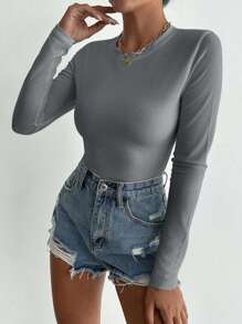 EURMUSE Body De Color Liso - Marrón - Ver 4