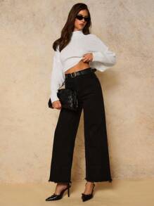 COSMINA Suéter de punto casual diario con mangas de murciélago y espalda abierta con lazo para mujer - Blanco - Ver 3