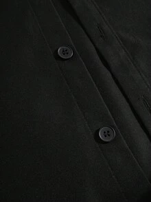 Camicia semplice con tasche cargo nera per ragazzi adolescenti, stile casual da scuola, comoda e alla moda, versatile, tessuto morbido, adatta per uso quotidiano, scuola, uscite, attività all'aperto, autunno/inverno