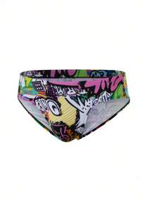 Manfinity KASUA 男士假日海滩涂鸦印花泳裤 - 玫瑰紅 - 查看 3