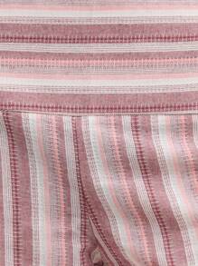 Nöista 条纹喇叭裤，腰部舒适弹力。无论是夏日、节日氛围，还是清爽的美式假日造型，都完美之选。柔软亚麻混纺面料。 - 淺粉色 - 查看 5