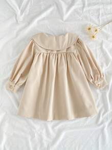 Vintaside Kids Baby Girl This Long-Sleeved Jacket In Apricot Color For Spring And Autumn Is Simple, Casual, Elegant And Versatile. The Flower Embroidery Pattern On The Collar Adds A Atmosphere, And The False Pocket Design Is Simple And Unique. The Puffed Sleeves Are Cute And Playful. Made Of Woven Fabric, They Have A Loose Fit And Are Suitable For Daily Shopping, Participating In Small Activities In Kindergartens, Attending Parties, Etc