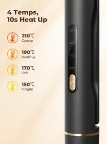 Teckwe Quick Heat-Up Adjustable Temperature Straightener And Curler With Dual Voltage, Titanium Plate Flat Iron For Less Frizz, Shinier & Smoother Hair, Suitable For Travel And Home Use, Black-US Plug - View 3