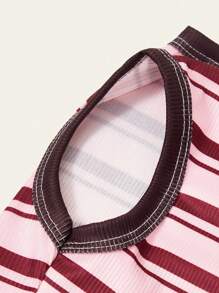 PETSIN 1pc Pet Dog Cat Universal Vintage Pink-Brown Striped Dopamine Design Cute Elastic Breathable Vest - Multicolor - View 6