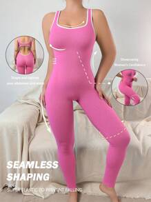 SHEIN Bộ đồ liền thân định hình liền thân cỡ lớn không đường may cho nữ có chức năng nén, làm thon eo và nâng mông - Màu Hồng Tươi - Xem 1