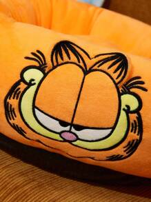 GARFIELD | SHEIN 1 件宠物床，适用于猫狗，温暖舒适，适合所有季节，圆形，为宠物提供安全感 - 黑色 - 查看 4