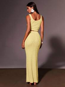 Athîral Women Elastic Waist Extra Long Fish Tail Maxi Knitted Skirt, Elegant In Fall/Winter