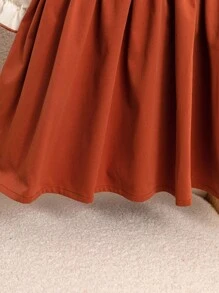 SHEIN 年轻女孩撞色荷叶边优雅长袖连衣裙 - 彩色 - 查看 6