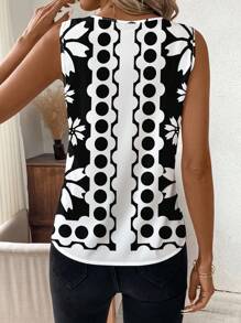 SHEIN Clasi 女士V领花卉印花休闲背心，适合夏季 - 彩色 - 查看 2