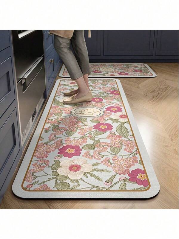 SHEIN 1pc Kitchen Mat, Fashionable Style, Water-Absorbing, Quick-Drying, Anti-Slip. Simple Diatom Mud Soft Rubber Mat. Suitable For Kitchen, Bathroom, Entrance Door, Laundry Room And Other Places ,Room Decor
