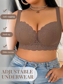 DesireSculpt 2pcs/Set Plus Size Lace Supportive Wireless Lift And Shaping Bras - Multicolor - View 7